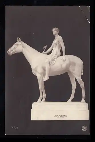 Künstler-AK Skulptur Amazone von Prof Tuaillon, GRUNEWALD (BZ BERLIN) 21.11.1911