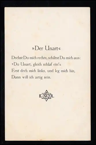 Künstler-AK Lächelndes Mädchen in Tracht mit Hut, Gedicht Der Unart, ungebraucht