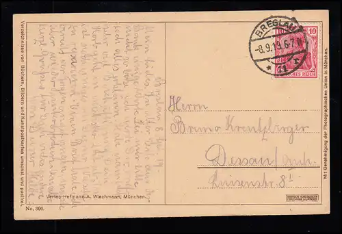 AK A. Böcklin: Une journée de printemps, BRESLAU 11 r 8.9.1919