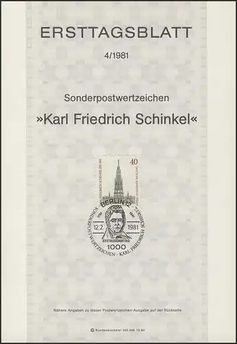 ETB 04/1981 Karl Friedrich Schinkel, Baumeister