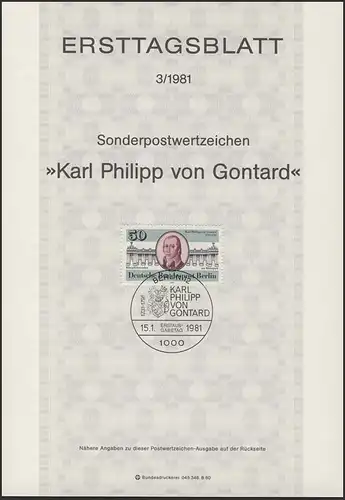ETB 03/1981 Karl Philipp von Gontard, Architekt