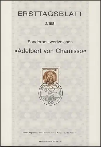 ETB 02/1981 Adelbert von Chamisso, Dichter
