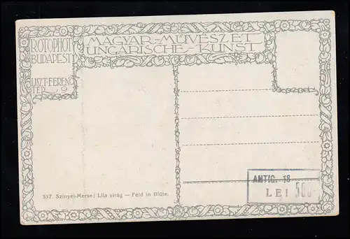 AK Artiste Szinyei-Merse: Champ en fleur, Art hongrois, inutilisé