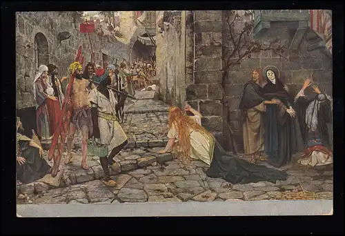 AK Artiste Ernst Wante: Scène de la Bible - Sur le chemin de La crucifixion, inutilisé