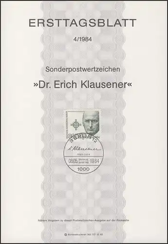 ETB 04/1984 Dr Erich Klausener, Kirchenpolitiker