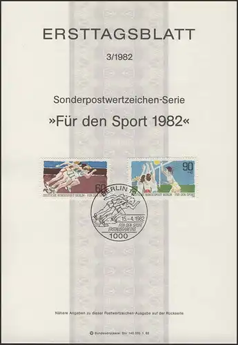 ETB 03/1982 Sport, Kurzstreckenlauf, Volleyball