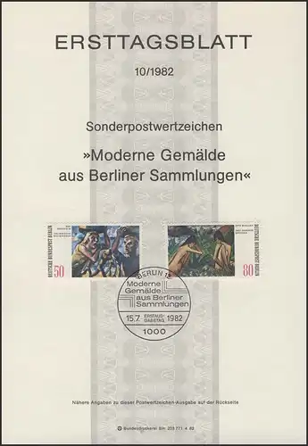 ETB 10/1982 Gemälde, Max Pechstein, Otto Mueller