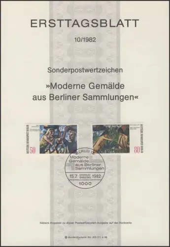 ETB 10/1982 Gemälde, Max Pechstein, Otto Mueller