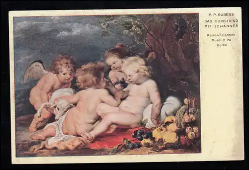 AK Artiste Rubens: Le Christkind avec Johannes, Musée de Berlin, inutilisé