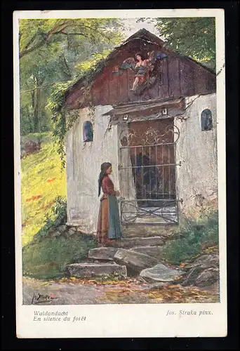 AK Artiste Josef Straka: Dévotion aux forêts, Art viennois, IMST 19.7.1914
