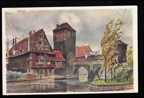 AK Kley: Pont de l'Ancien à Nuremberg, OBENNSEES 1906