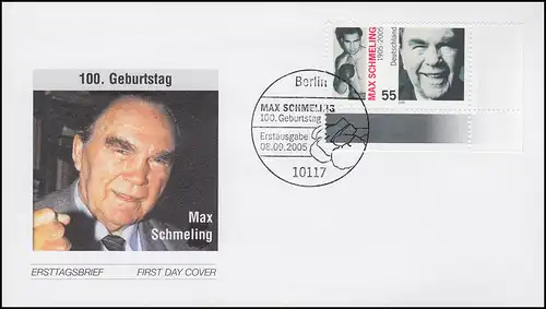 2489 Champion du monde de boxe Max Schmeling - coin sur Bijoux-FDC ESSst Berlin