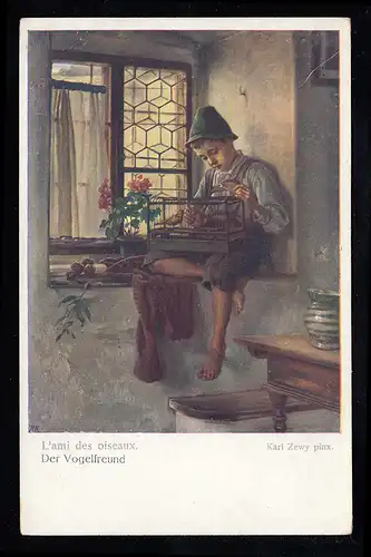 AK Karl Zewy: L'Ami des oiseaux, Wiener Kunst Carte 1181, inutilisé