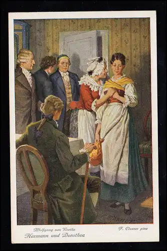 AK Artiste Felix Elssner: Goethe - Hermann et Dorothea - Mère et fille