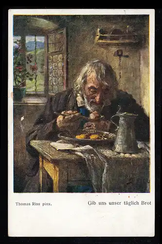 AK Artiste Thomas Riss: Donne-nous notre pain quotidien, VIENNE 29.12.1933