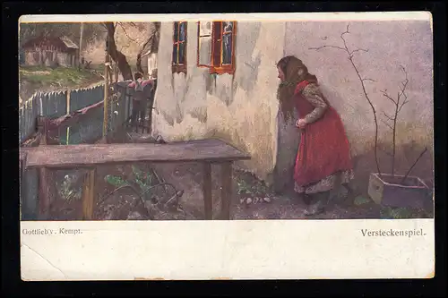 Artiste-AK Gottlieb von Kempf: jeu de cache-cache, art viennois, inutilisé