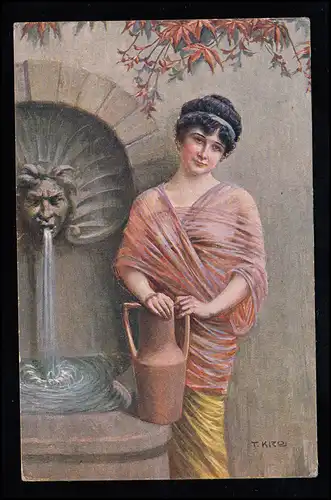 AK Artiste T. Kroy: Lieu des Mémoires - Femme au puits, inutilisé