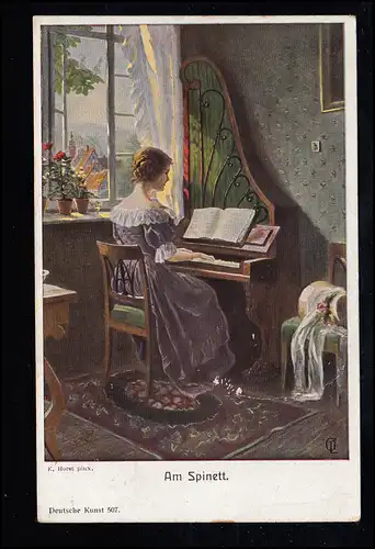AK Artiste E. Horst: Am Spinett, Série Art allemand, couru vers 1920