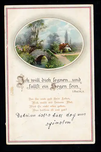 Lyrik-AK Psalm 1. Moses 12,2. Ich will dich segnen ..., 6.7.1918