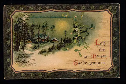 Lyrik-AK Psalm 2. Kor. 12,9. Laß dir an meiner Gnade genügen. Bahnpost 1919