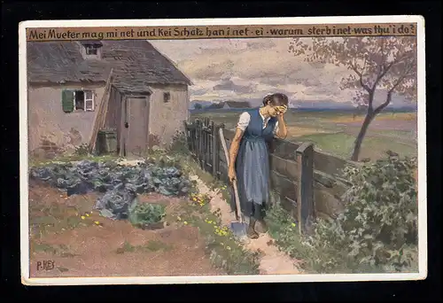 Carte populaire de poésie AK Paul Hey: Mei Müeter aime mi net, inutile