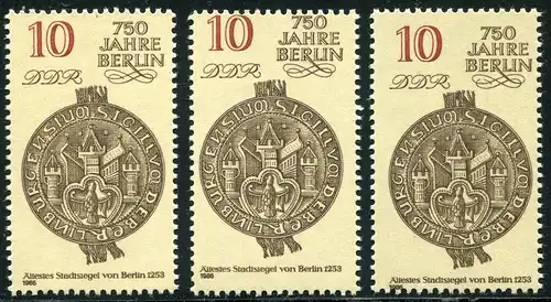 3023 Berlin: Ensemble de 3 timbres: normal, haut, bas, **