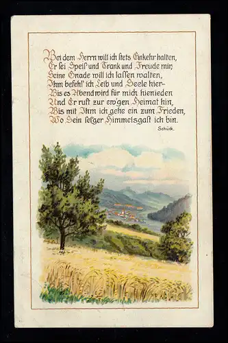 Lyrik-AK Landschaftsbild mit Gedicht von Schück: Einkehr beim Herrn. LÜDENSCHEID