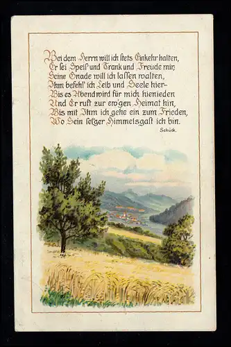 Lyrique AK Paysage avec poème de Schück: Revenir au Seigneur. LÜDENSCHEID