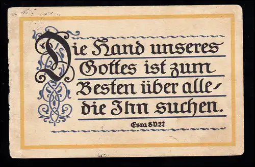 Lyrique AK Bible-citation Livre Esdras 80.22 La main de notre Dieu ..., MANNHEIM 1916