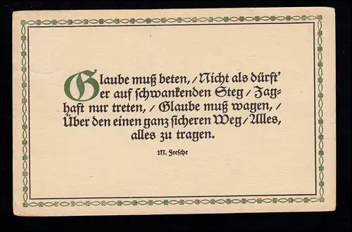 Lyrique AK M. Feesche: La foi doit prier, ... La croyance doit oser,... HARBURG 29.6.27