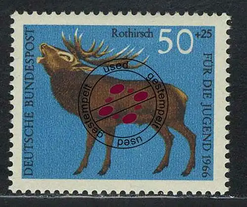 514 Jugend Hochwild 50+25 Pf Rothirsch, gestempelt O