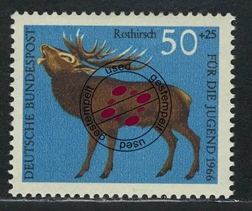 514 Jugend Hochwild 50+25 Pf Rothirsch, gestempelt O