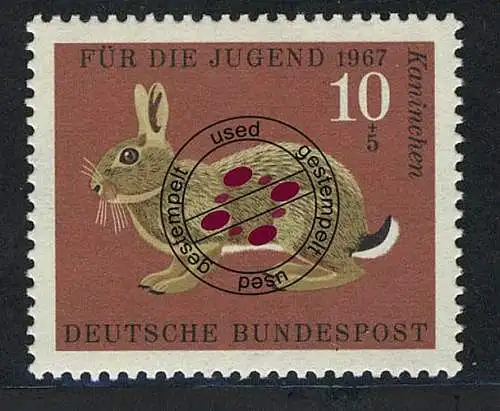 529 Jugend Pelztiere 10+5 Pf Wildkaninchen O