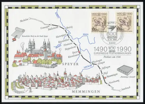 1445 EB 1/1990 Postverbindungen Type I OHNE zusätzliche Zeile rückseitig
