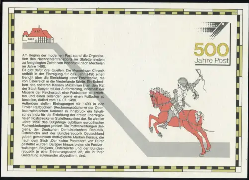 1445 EB 1/1990 Connexions postales Type I SANS ligne supplémentaire arrière