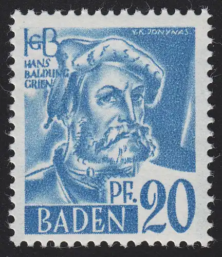 Baden 7yv I Freimarke 20 Pf. **