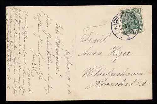 AK Glückwünsche Geburtstag: Mutter und Tochter mit Blumen, CUXHAVEN 15.5.1913