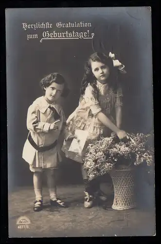 Niederlande AK Glückwünsche Geburtstag: Mädchen mit Blumenkorb, WAALWIJK 23.3.12