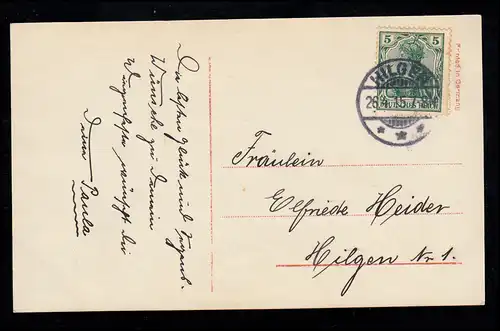 AK Félicitations anniversaire: garçon avec fleurs paysage bouleau, HILGEN 26.4.1915