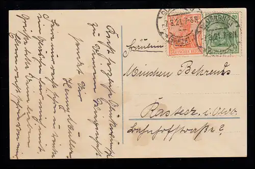 AK Félicitations anniversaire: garçon avec des fleurs dans la porte, OLDENBURG 7.3.1921