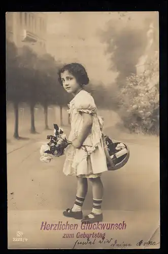 AK Félicitations anniversaire: Filles avec des fleurs et des cadeaux, BARMEN 3.12.1912