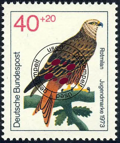 756 Jugend Greifvögel 40+20 Pf Rotmilan, gestempelt O