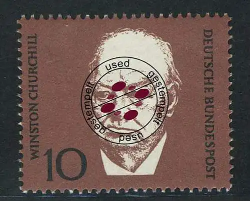 554 Sir Winston Churchill 10 Pf aus Block 4 Adenauer, gestempelt O