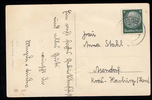 AK Félicitations pour l'anniversaire: le duo chantant avec saxophone, WINSEN (LUHE) vers 1930