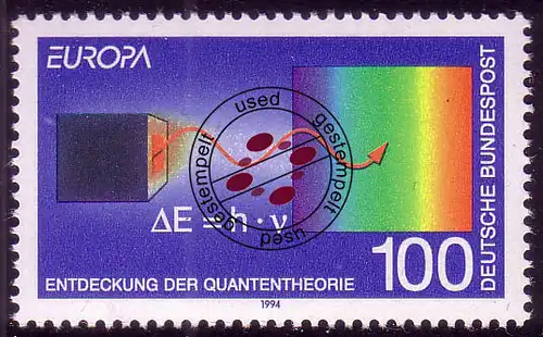 1733I Europe/ CEPT 100 Pf Théorie quantique Max Planck, Type I, O Tamponné