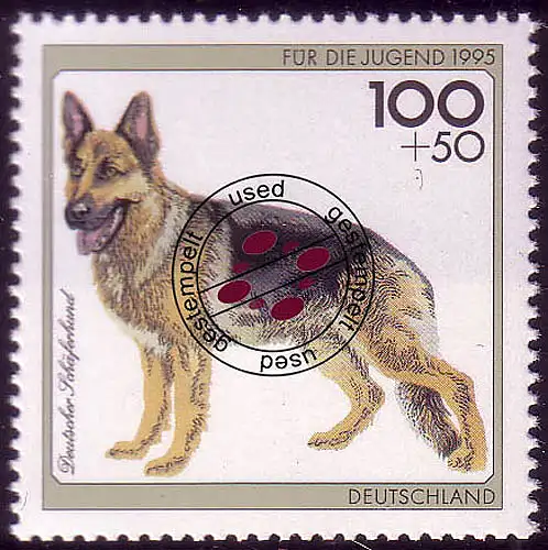 1799 Jugend Hunderassen 100+50 Pf Deutscher Schäferhund, gestempelt O