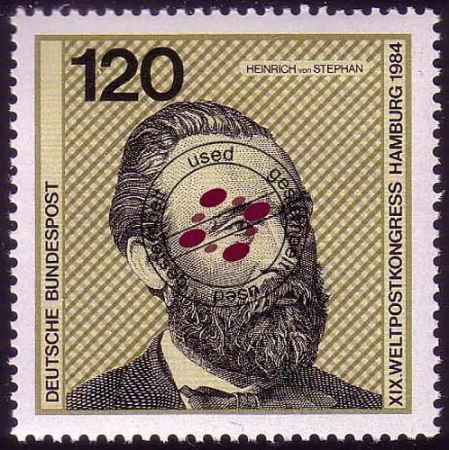 1217 aus Block 19 Weltpostkongress 120 Pf, gestempelt O