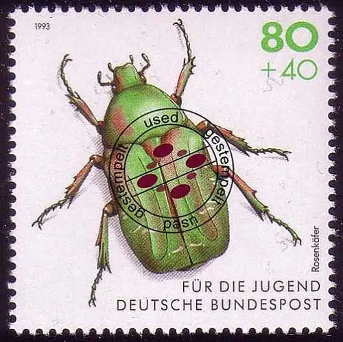 1667 Gold-Rosenkäfer 80+40 Pf, gestempelt O