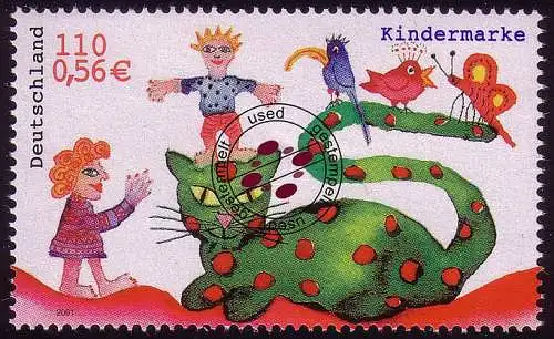 2212 Für uns Kinder aus Block 55, Katze etc. O gestempelt