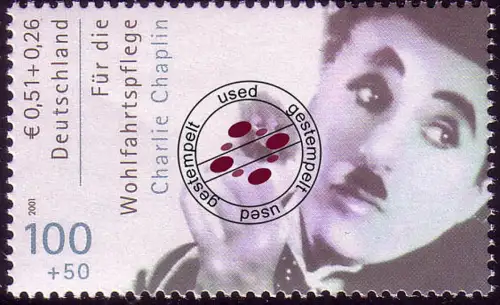 2218A Wofa Filmschauspieler Charlie Chaplin aus Bogen, gestempelt O